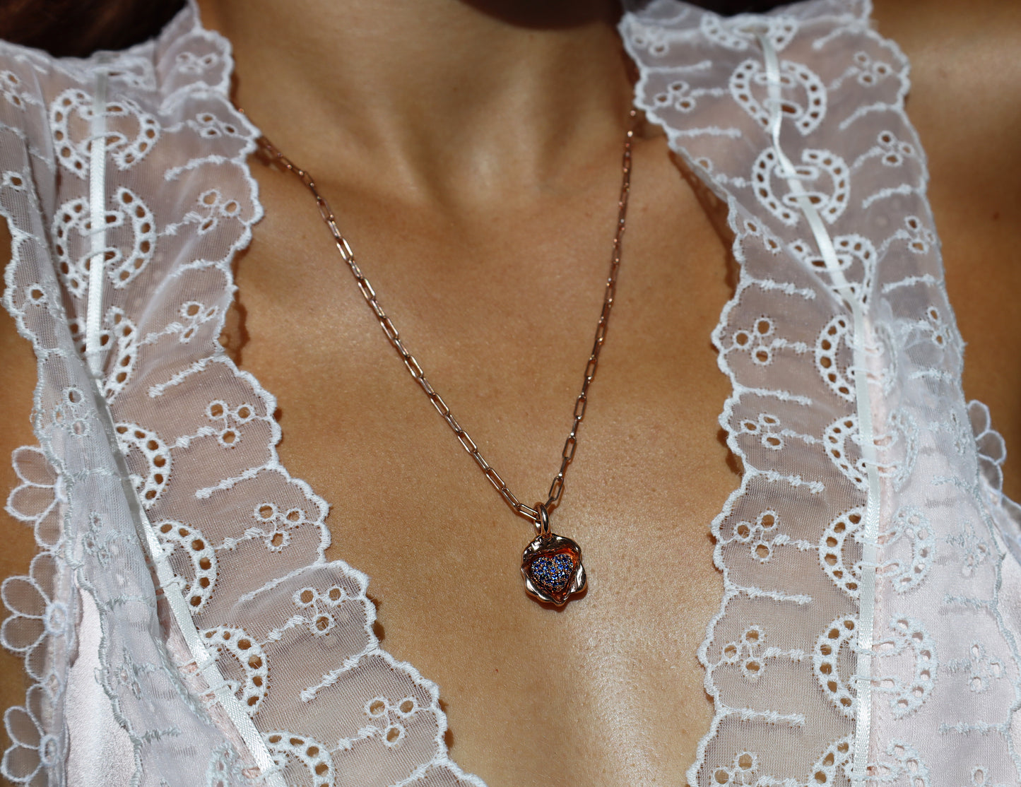 
                  
                    Pavé Sapphire Removable Heart Necklace
                  
                