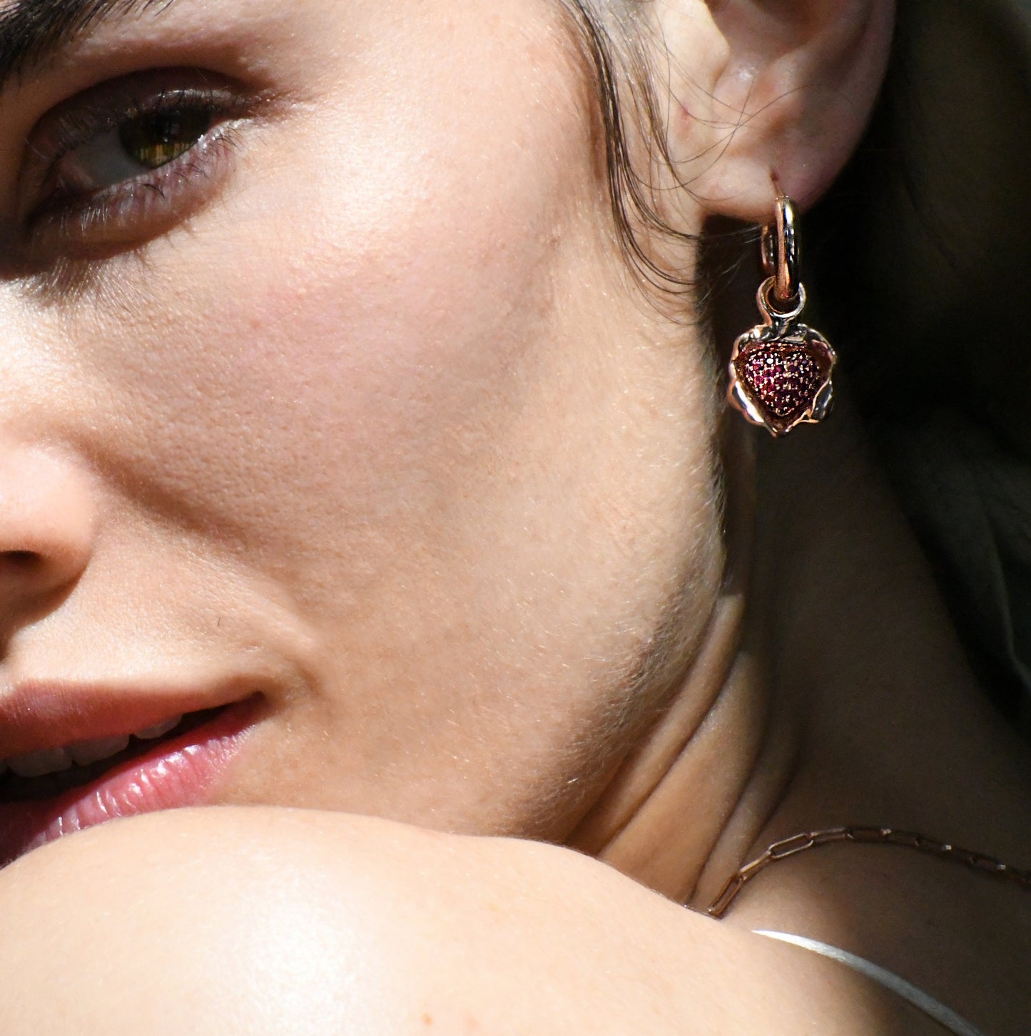 
                  
                    Pavé Rubies Removable Heart Earrings
                  
                