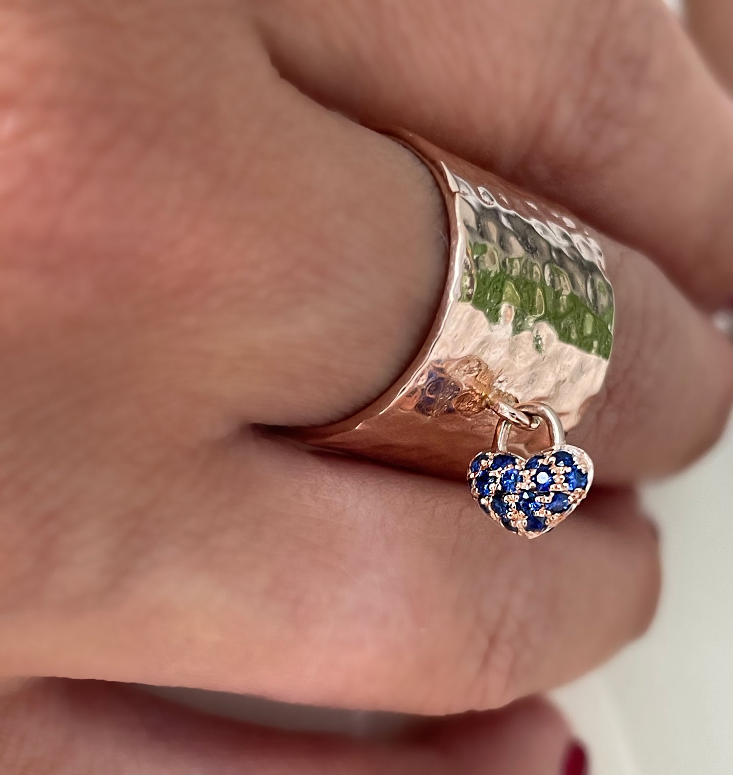 
                  
                    Hammered Ring With Pavé Sapphires
                  
                