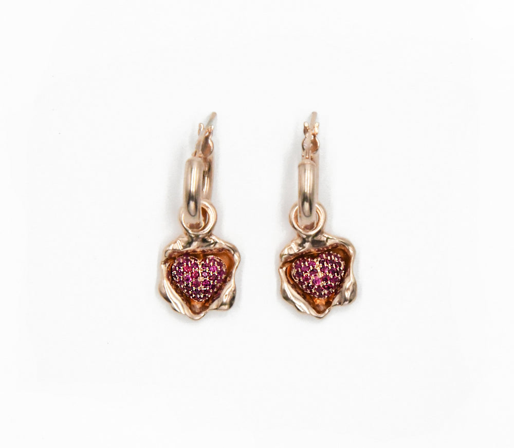 Pavé Rubies Removable Heart Earrings