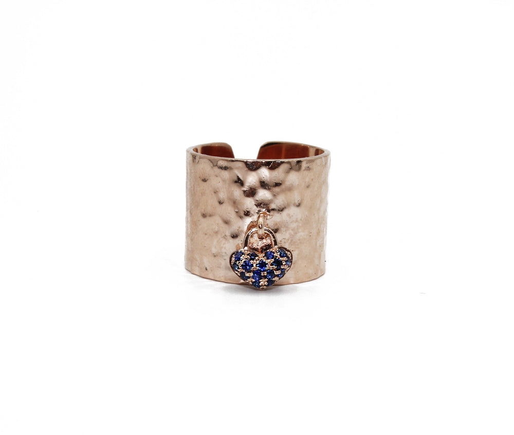 
                  
                    Hammered Ring With Pavé Sapphires
                  
                